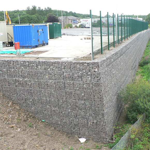 A sample of TensarTech® RockWall™ Rock Cage Retaining Wall System